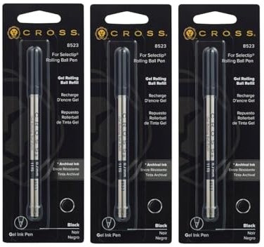 Cross 3Stück Refill für Roller mittlere Spitze schwarze Tinte
