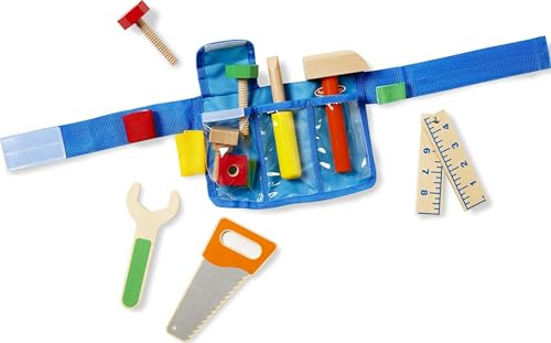 Melissa & Doug Melissa & Doug Werkzeuggürtelset — Luxusausführung | Werkzeug Bausatz für Kinder | Lernspielzeug | 3+ | Geschenk für Jungen oder Mädchen
