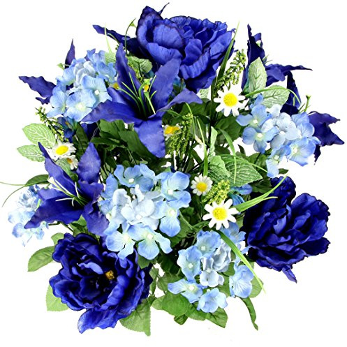 Admired By Nature Spring Bush Artificial Hydrangea Flowers, Blue