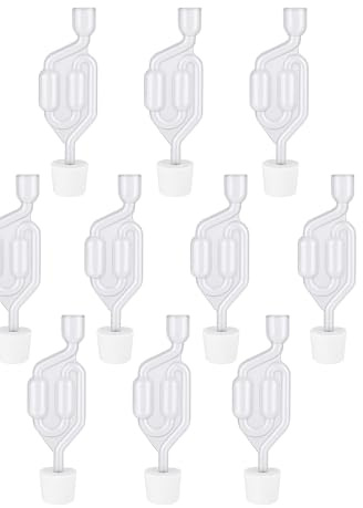 AlcoFermBrew 10 x Gummistopfen mit Loch 33/29mm + Gärröhrchen – Stopfen für Gärballon, Weinballon, Gärung, Luftdicht, Silikon Zubehör für Hausgemachten Wein und Bier
