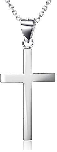 YAFEINI 925 Sterling Silver Cross Pendant Necklace with 18 Chain Religious Cruxifix Gifts for Women Girls Boy(Cross necklace 18 inches)
