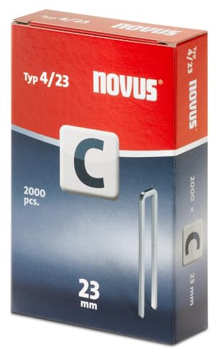 Novus Schmalrückenklammern 23 mm, 2000 Klammern, Typ C4/23, Befestigung von Profilhölzern, Paneelen und Holzfaserplatten