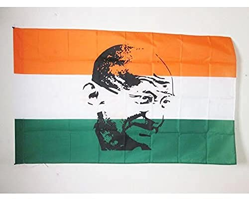 AZ FLAG Indisk flagga med Ghandi 150 x 90 cm - Indisk flagga 90 x 150 cm stånghylsa