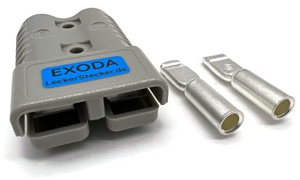 eXODA Batterie Stecker 175A 16 mm2 grau Steckverbinder für Gabelstapler Kabel - versilberte Kupferkontakte und schlagfestes Gehäuse max 600V und 175A für 16 mm² Kabel