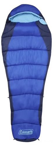 Coleman, Sacco a Pelo a Mummia Fision, per Adulti (Sacco a Pelo Estivo Leggero, per Outdoor e Indoor, 208 x 81/45 cm), Unisex, Fision 100, Blau