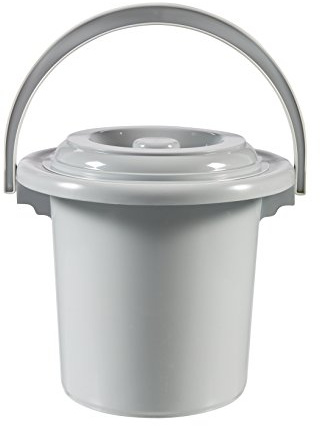 Curver 02855-099-00 Eimer mit Deckel 5L in Hellgrau, Plastik, 23.5 x 23.5 x 23 cm