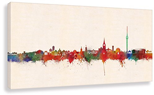 Kunstbruder Leinwandbild Druck auf Leinwand Wandbild/Stuttgart Skyline Paul London! Bild fertig auf Keilrahmen ! Kunstdrucke Wandbilder Bilder zur Dekoration (40x80cm)