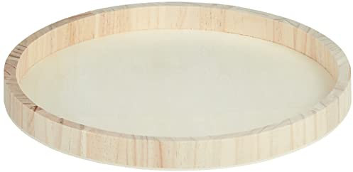 Rayher 62731000 Holz-Schale zum Dekorieren, 30 cm ø, Randhöhe ca. 2,5 cm, Bodenstärke ca. 2 – 3 mm, Holztablett rund, Natur