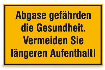 Betriebsausstattung24 Hinweisschild Abgase gefährden… - 30,0 x 20,0 cm - Aluminium, geprägt - Gelb/Schwarz - Gefahrenhinweis