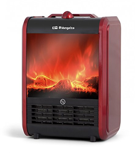 Orbegozo CM 9015 Calefacción Chimenea Eléctrica, 1500 W, 2 Posiciones de Calor, Sistema Antivuelco, Protección contra Sobrecalentamiento, Efecto Fuego Real, Negro y rojo
