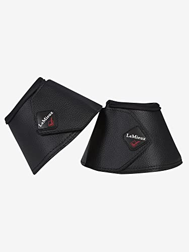 LeMieux Leather WrapRound Overreach Horse Boots - Over Reach or Bell Boots for Horses - Protective Gear and Training Equipment - Equine Boots, Wraps & Accessories (Black - XLarge)