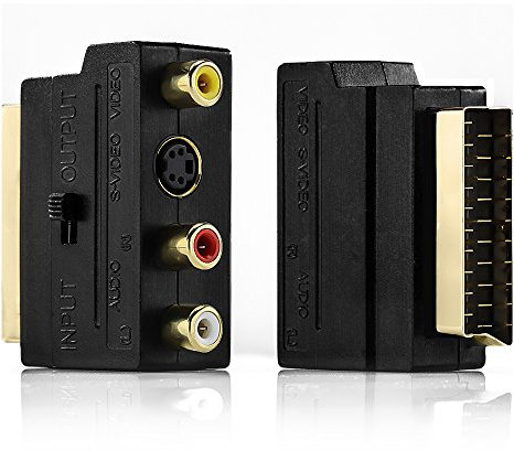 deleyCON Scart Per 3x RCA Jacks IN OUT Switcher + S-Video S-VHS AV Adattatore Video Audio
