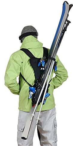 Wantalis - Skiback - Ein revolutionäres Produkt, um Ihre Ski freihändig zu tragen - Anpassbare und verstellbare Schultergurte, Schwarz