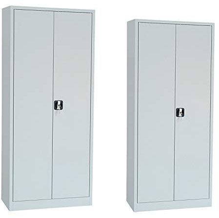 Schrank & Stuhl Stahlschrank | Aktenschrank Set 195x92x42cm + 180x80x38cm (HxBxT) GRAU - komplett montiert