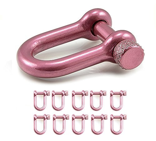 10er Set Schäkel aus Stahl, Magenta Metallic, mit hochwertigem Drehverschluss, für Paracord Armbänder, Kordeln etc., 33mm x 19mm (Größe M), U - Form - Marke Ganzoo