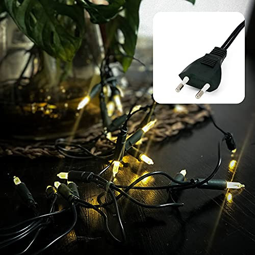 hellum Pisello LED-Lichterkette innen, 220V strombetrieben Lichterkette warm-weiß, 20er LED beleuchtete Länge 2,85m, Kabel grün Wohnzimmer DIY Dekoration Weihnachtsbaum Stecker für Innen 560275
