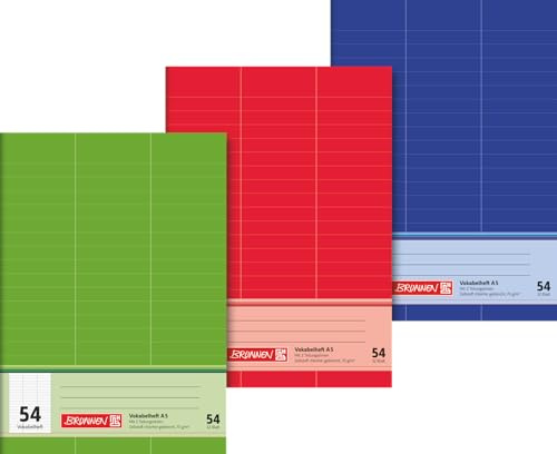 Brunnen 1043925 - Libro de vocabulario (A5, 32 hojas, 3 columnas, 54 reglas)