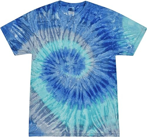Colortone Maglietta unisex Batik 'Swirl' | Batik Shirt S – 5XL con diversi motivi | Flower Power Abbigliamento da donna in cotone | Design batik colorato a mano, Blue Jerry, L