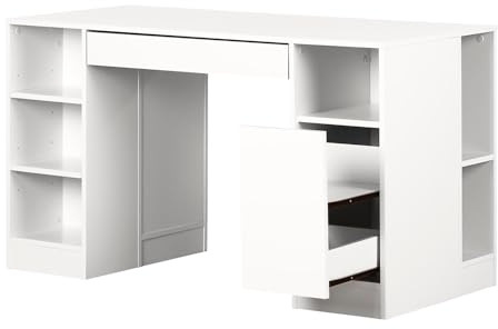 South Shore Crea Craft Table with Open and Closed Storage, Pure White