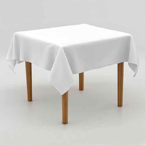 Weiße Tischdecke 130×190 cm – Pflegeleichtes Uni Tischtuch Weiß Polyester, Einfarbig, Bügelfrei, Handgefertigt, Formstabil, Tischwäsche Modern für Hotel, Restaurant & Zuhause