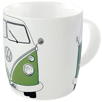 BRISA VW Collection - Volkswagen Taza grande de cerámica para cafété o cappuccino T1 Camper Bus (Frontal del Bus/Verde)