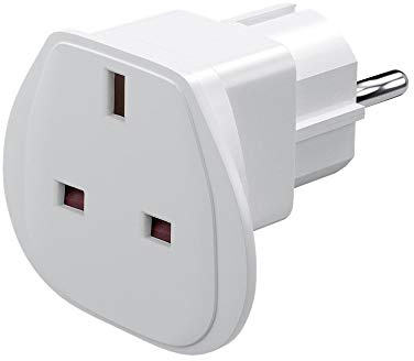 Reiseadapter UK auf EU, Typ G auf Typ E/F, 250 V, 13 A, 3250 W, Weiß