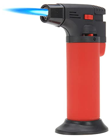 ToCi Quemador de gas de 11 cm – Mechero de cocina rellenable con cerradura de seguridad y llama ajustable – Quemador de flambeo para crème brulée, cocinar, hornear y asar