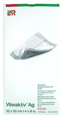 Vliwaktiv AG Aktivkohle Saugkompresse mit Silber 10x20 cm, 1