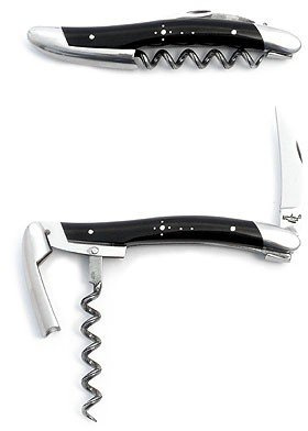 Forge de laguiole-corne & sOMMELIER tire-lame noir