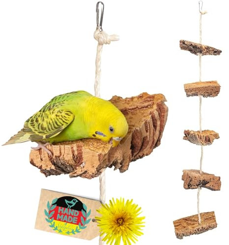 Vogelgaleria® Kork Knabberseil - das perfekte Wellensittich Spielzeug und Vogelzubehör zum Klettern und Nagen | Vogelspielzeug