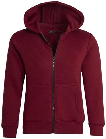 shelikes Kids Girls Boys Zipper Hoodie Unisex Zipper Top Jacket PE School Sweat Hoodie Casual Fashion UK Size 5-14 Years Wine