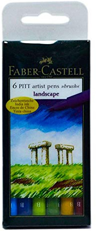 FABER-CASTELL 167105 - Tuschestift PITT artist pen brush -Landscape- 6er Packung