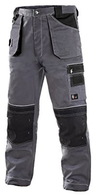 CXS Teodor Herren Arbeitshose mit Kniepolstertaschen - Sehr Stabile Strapazierfähige Gartenhose Bundhose Cargohose, Grau/Schwarz, 50