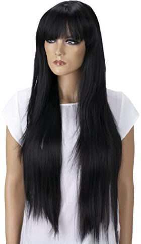 CAISHA 80cm Langhaar Perücke Fiona Fashion Wig Cosplay Glatt Schwarz FZ502d