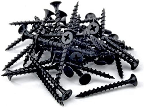 Merriway BH02572 (80 Pcs) Phillips Grip Tite Bugle Head Drywall Screw, 3.5 x 25mm (No. 6 x 1 inch) Black Phosphate - Pack of 80 Pieces