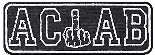 Hooligan Aufnäher: ACAB Ultras Biker Patch mit Stickerei - Kult-Aufnäher Rocker Aufbügler Heavy Metal - DIY Stoff-Applikation für Kutte/Jacke/Jeans/Weste, SCHWARZ, 140x50mm