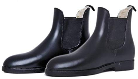 HKM 5309 Jodhpurgummistövlar, ankelstövlar, teddyfoder, mjuk/bred, svart 34