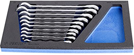 Unior 621084 - Juego de 8 Llaves combinadas con Ratchet en Bandeja SOS de 8 a 19 mm Serie 964/27SOS