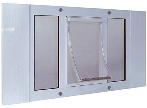Ideal Pet Products Aluminum Sash Window Pet Door, Adjustable to Fit Window Widths from 33 to 38, Large 10-1/2” x 15” Flap Size