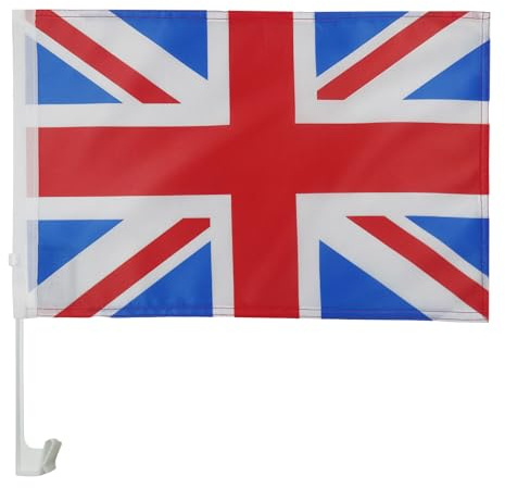 AZ FLAG Drapeau de Voiture Royaume-Uni 45x30 cm Maille Bloquée Ventouse | Usage extérieur Drapeau pour voiture anglais United Kingdom finition cousue résistante à l’extérieur avec mât en plastique