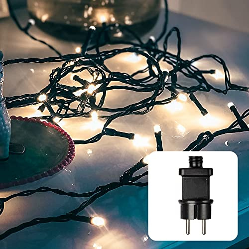 hellum Lichterkette 80 LED kaltweiß 7,9 m Lichtlänge 10 m Zuleitung Outdoor Außen Deko Beleuchtung Trafo Garten Party <59 lm 560817