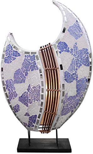 Woru Tischlampe Deko-Leuchte Lorena oval, Natur-Material mit Mosaiksteinen, Höhe wahlweise ca 30cm oder 40 cm, Deko-Leuchte, Stimmungsleuchte