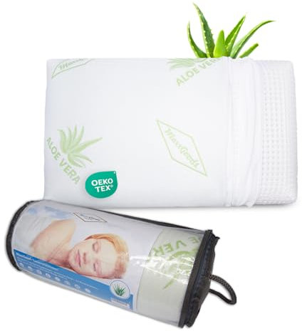 MaxxGoods orthopädisches Kissen, Nackenstützkissen aus Visco Gelschaum mit Aloe Vera Schutzbezug & Innenbezug 100% Baumwolle - Kopfkissen für Bauch- Rücken- und Seitenschläfer (42cm x 70cm x 12cm)