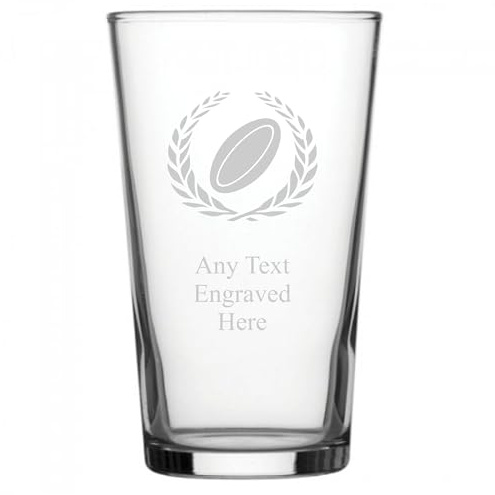 Pint Glass Engraved Rugby PG230 in Silk Lined Gift Box