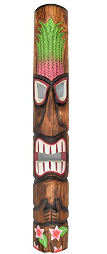 Interlifestyle Tiki Maske aus Holz zum Aufhängen Hawaii Kauai Style Wohnraumdeko Wandmaske