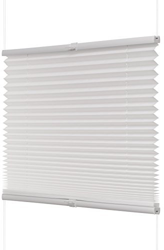 Ventanara® Plissee ohne Bohren Weiß Klemmfix Plisseerollo Faltrollo verspannt inklusive Premium Klemmträger 85 x 130 cm