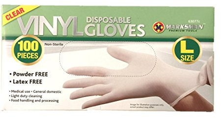 Disposable Vinyl Gloves. Powder Free. 100 Packed. Food, Cleaning. Large