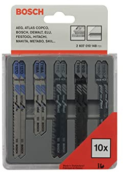 Bosch Professional Accessories Professional Zubehör 2607010148 10tlg. Stichsägeblatt-Set Holz und Metall