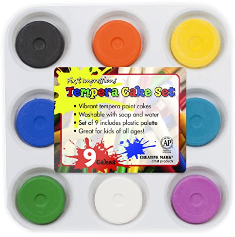 Tempera Paint Set for Kids - WASHABLE Children's Non-Toxic Tempera Paint Cakes with Palette Clean with Just Soap & Water
