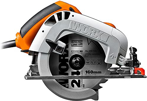 WORX WX425 Handkreissäge 1200W - zum Sägen von Holz, Aluminium & Stahl - präzise Gehrungsschnitte – Einstellbare Schnittwinkel & Parallelanschlag – 160mm Sägeblatt mit 24 Zähnen